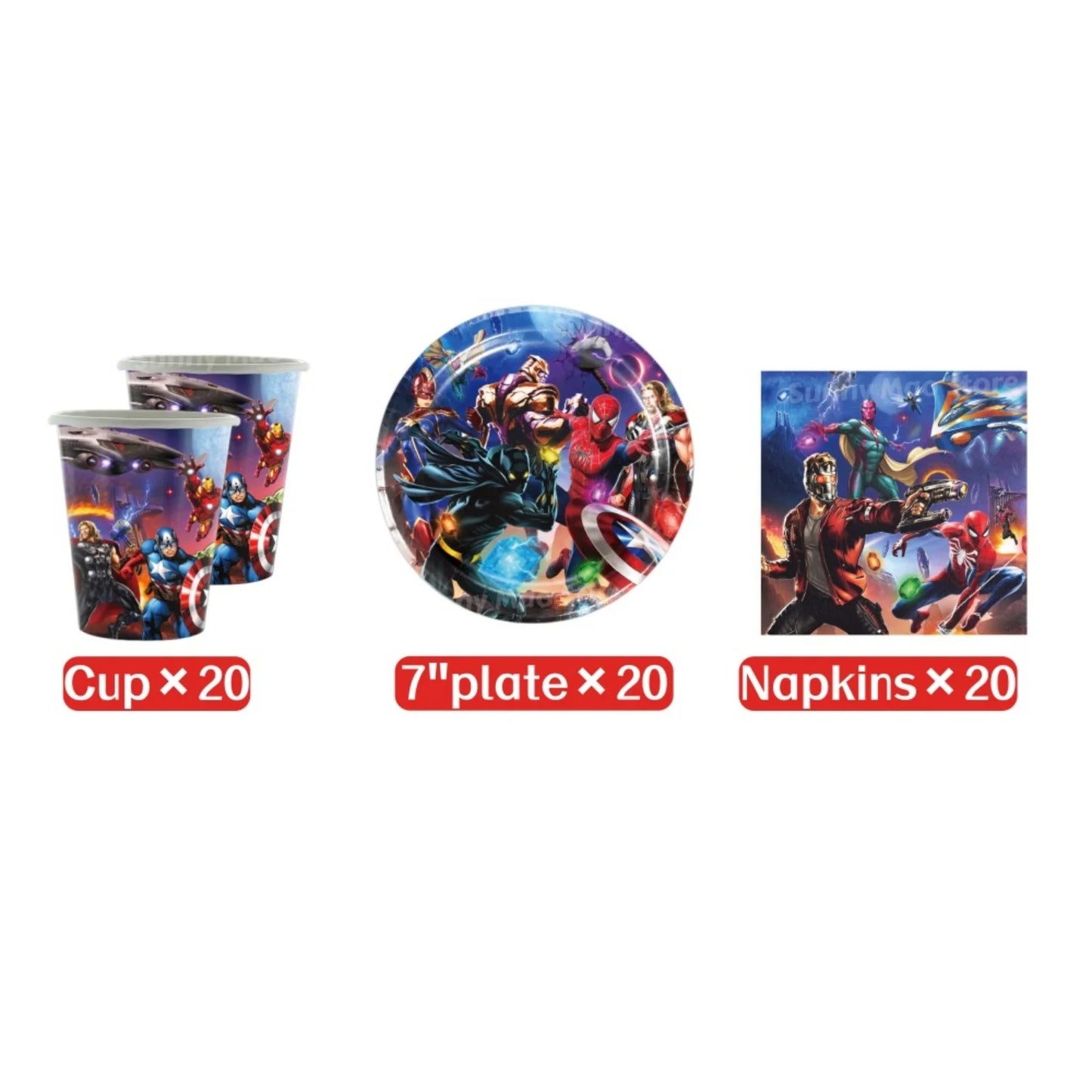 Zestaw dekoracji urodzinowych Avengers – balony z cyframi Iron Man Spider-Man
