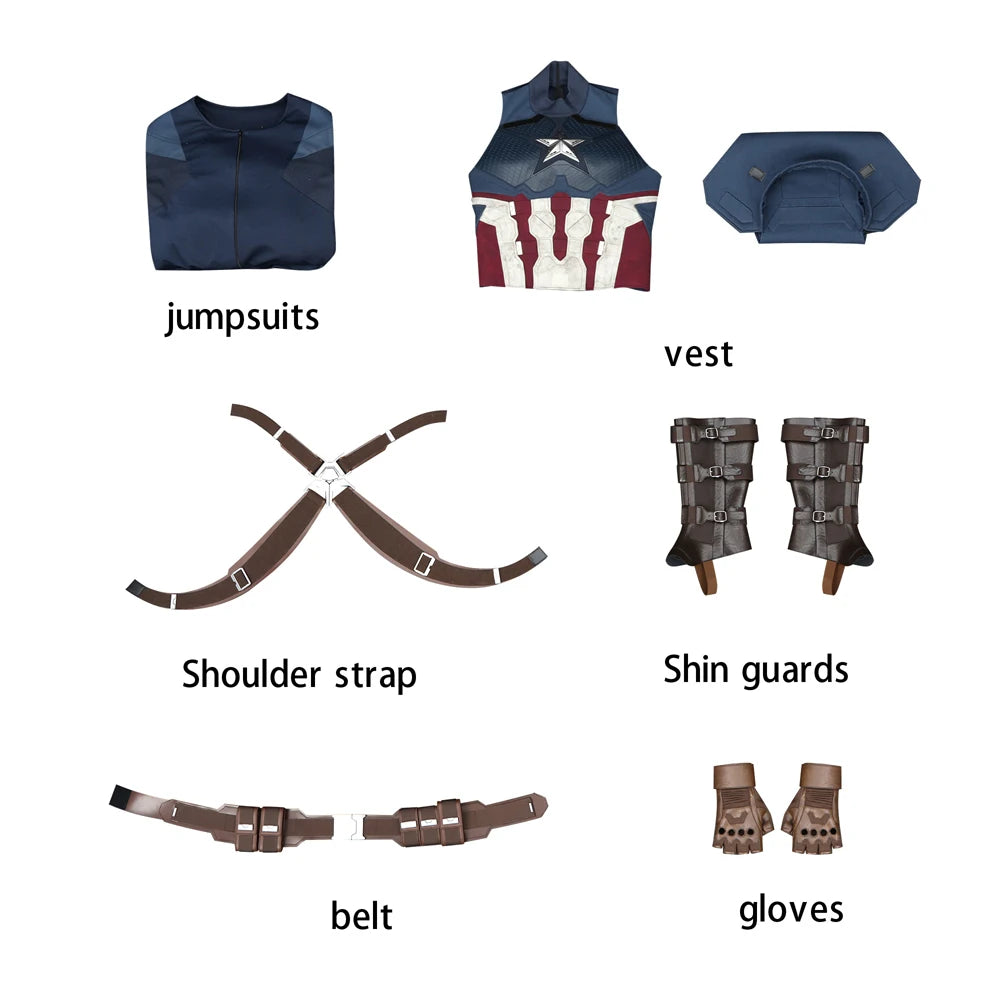Kostium Captain America Premium dla dorosłych - kask z gwiazdą i buty