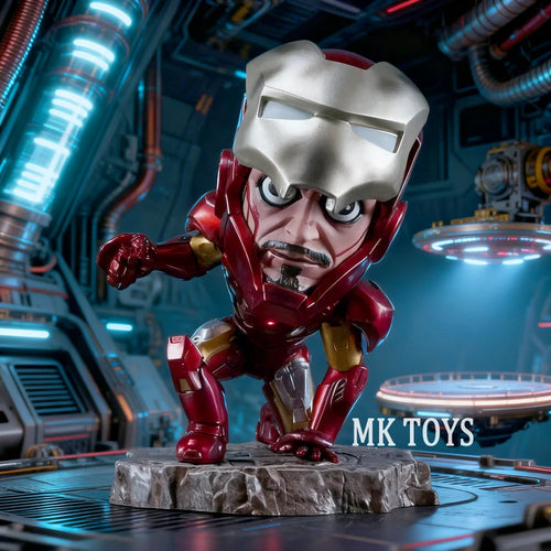 Figurka klęczącego Iron Mana w stylu chibi — MK Toys, 13 cm