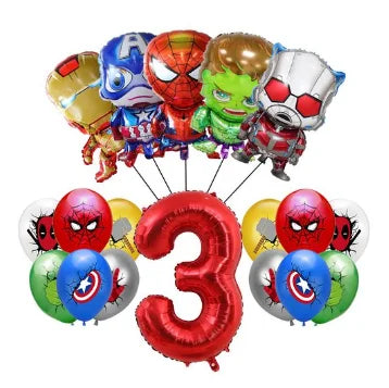 Dekoracja urodzinowa Avengers – balon z cyfrą 3