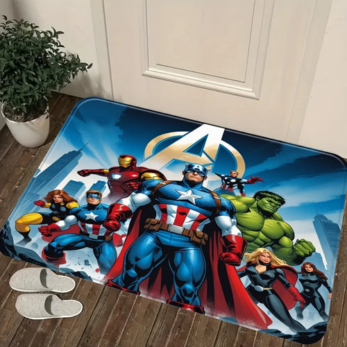 Mata Avengers – grupa bohaterów, złote logo A i miasto