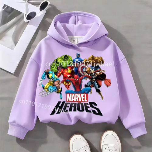 Dziecięca bluza z kapturem Marvel Heroes Group – liliowa