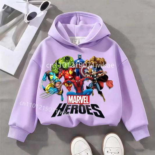 Dziecięca bluza z kapturem Marvel Heroes Group – liliowa