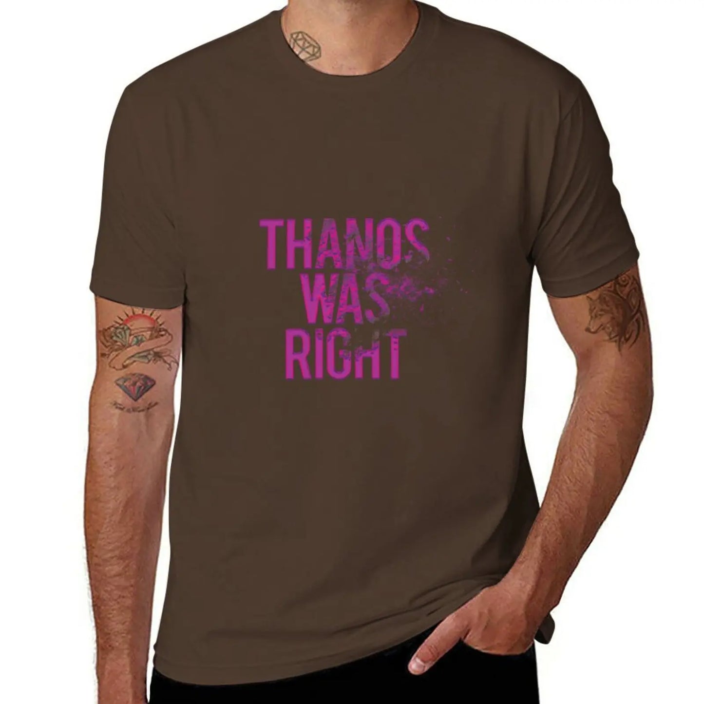 Koszulka Thanos Was Right – męska, napis z efektem pyłu