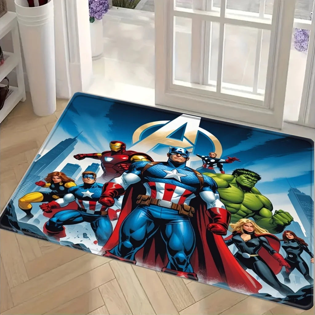 Mata Avengers – grupa bohaterów, złote logo A i miasto