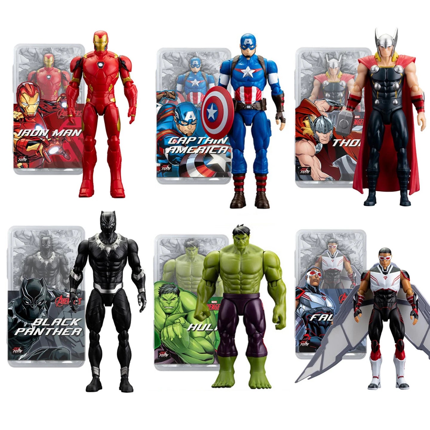 Zestaw Avengers - kolekcja wielu postaci: Iron Man, Thor, Hulk, Spider-Man 18 cm