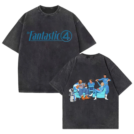 T-shirt The Fantastic 4 – sprany czarny, drużyna, fason oversize