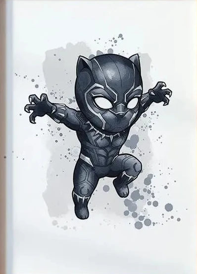 Plakat akwarelowy Black Panther – skok z wysuniętymi pazurami