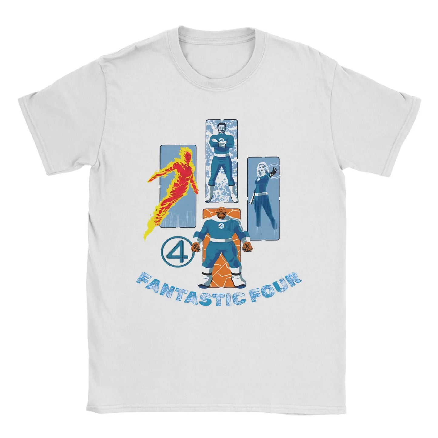 T-shirt The Fantastic 4 First Steps – retro niebieski plakat, unisex
