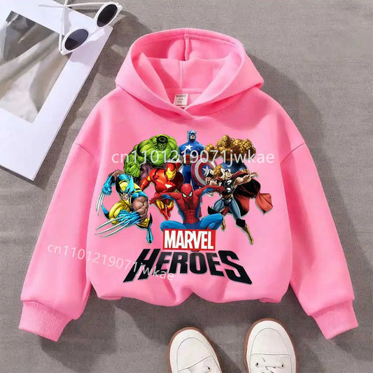 Dziecięca bluza z kapturem Marvel Heroes Group – różowa