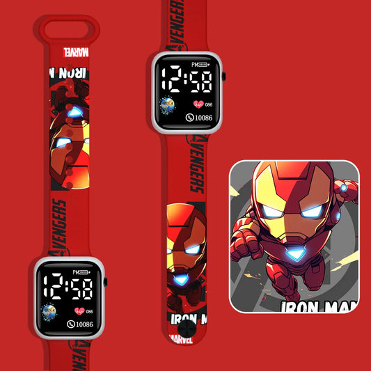 Dziecięcy zegarek LED Iron Man – czerwony chibi