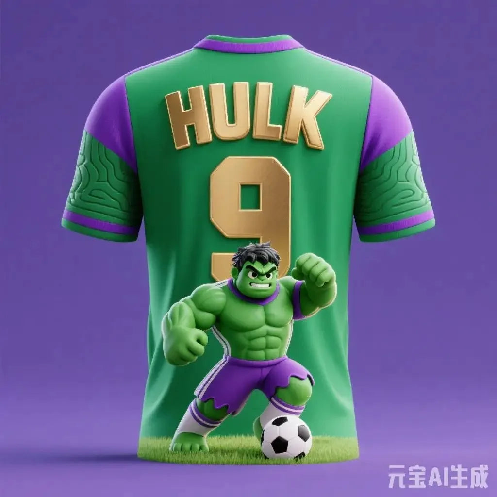 Koszulka piłkarska Avengers Hulk — fioletowe tło, skarpetki w paski #9