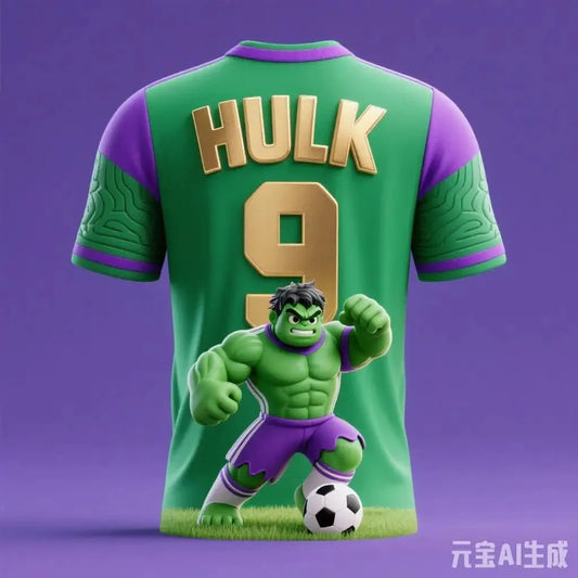 Koszulka piłkarska Avengers Hulk — fioletowe tło, skarpetki w paski #9