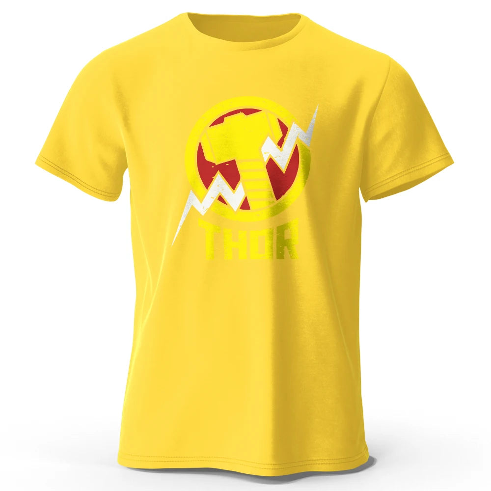 Czarny T-shirt Thor – vintage’owe logo młota i błyskawicy