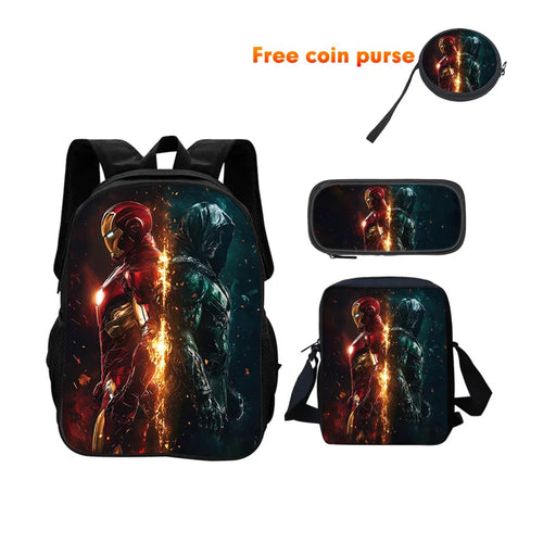 3-częściowy zestaw tornistra Avengers Iron Man – twarzą w twarz, ciemna sylwetka
