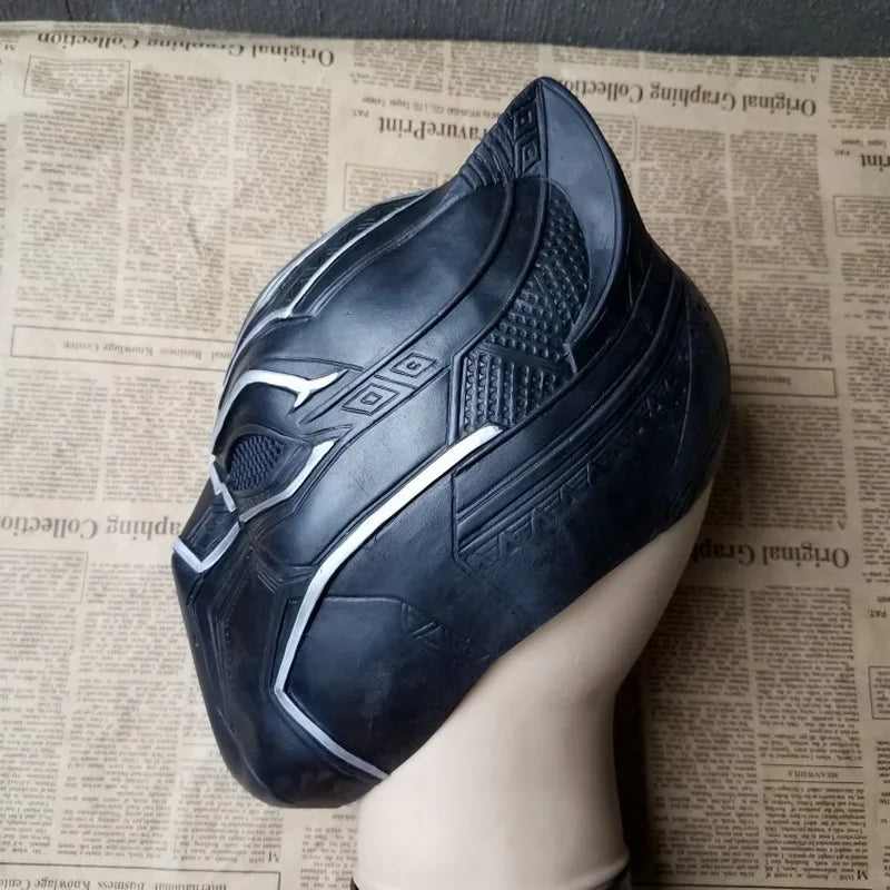 Maska cosplay Black Panther — realistyczny silikonowy hełm zakrywający całą twarz