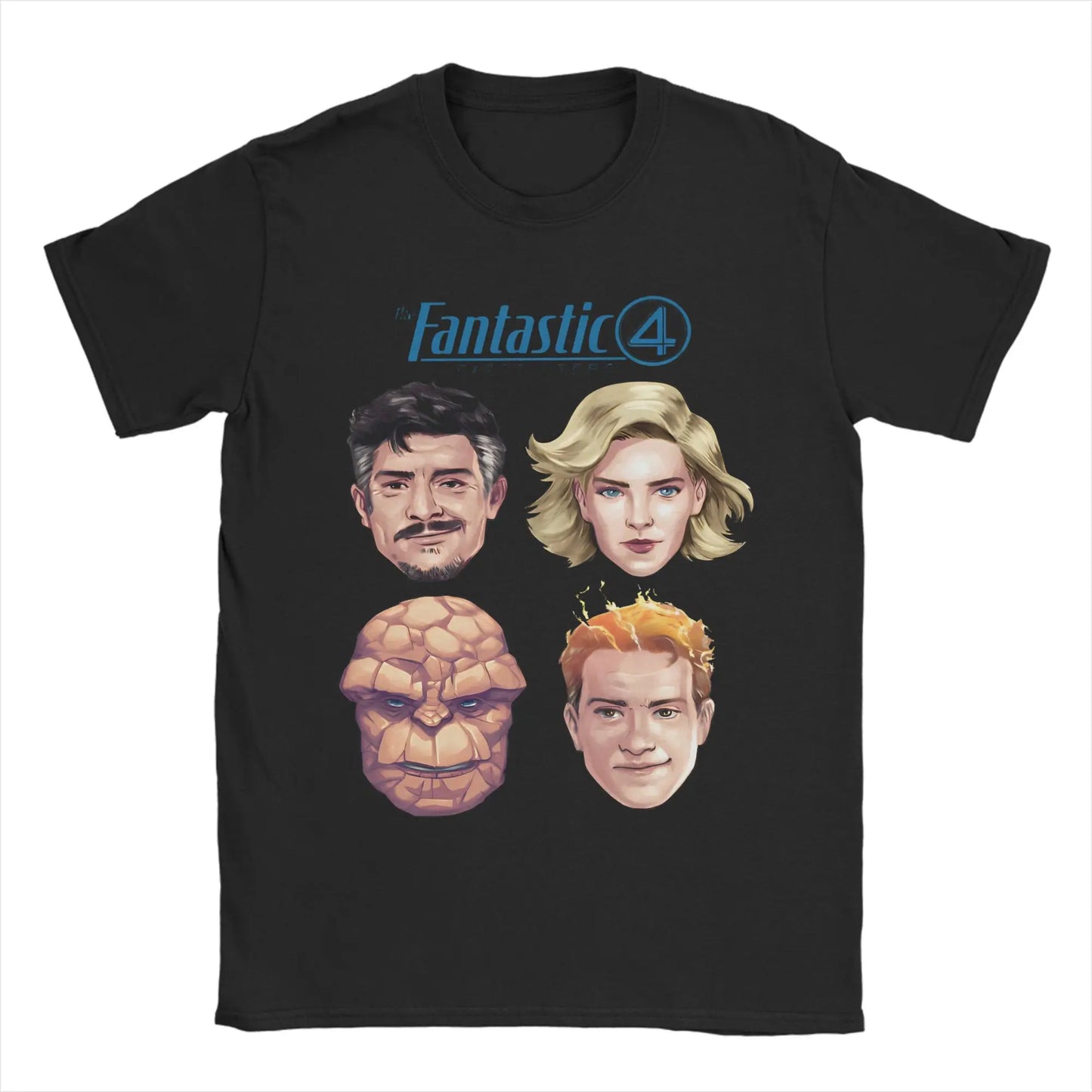 T-shirt The Fantastic 4 First Steps – retro niebieski plakat, unisex