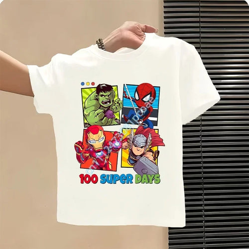 Dziecięcy T-shirt Avengers 100 Super Days - biały