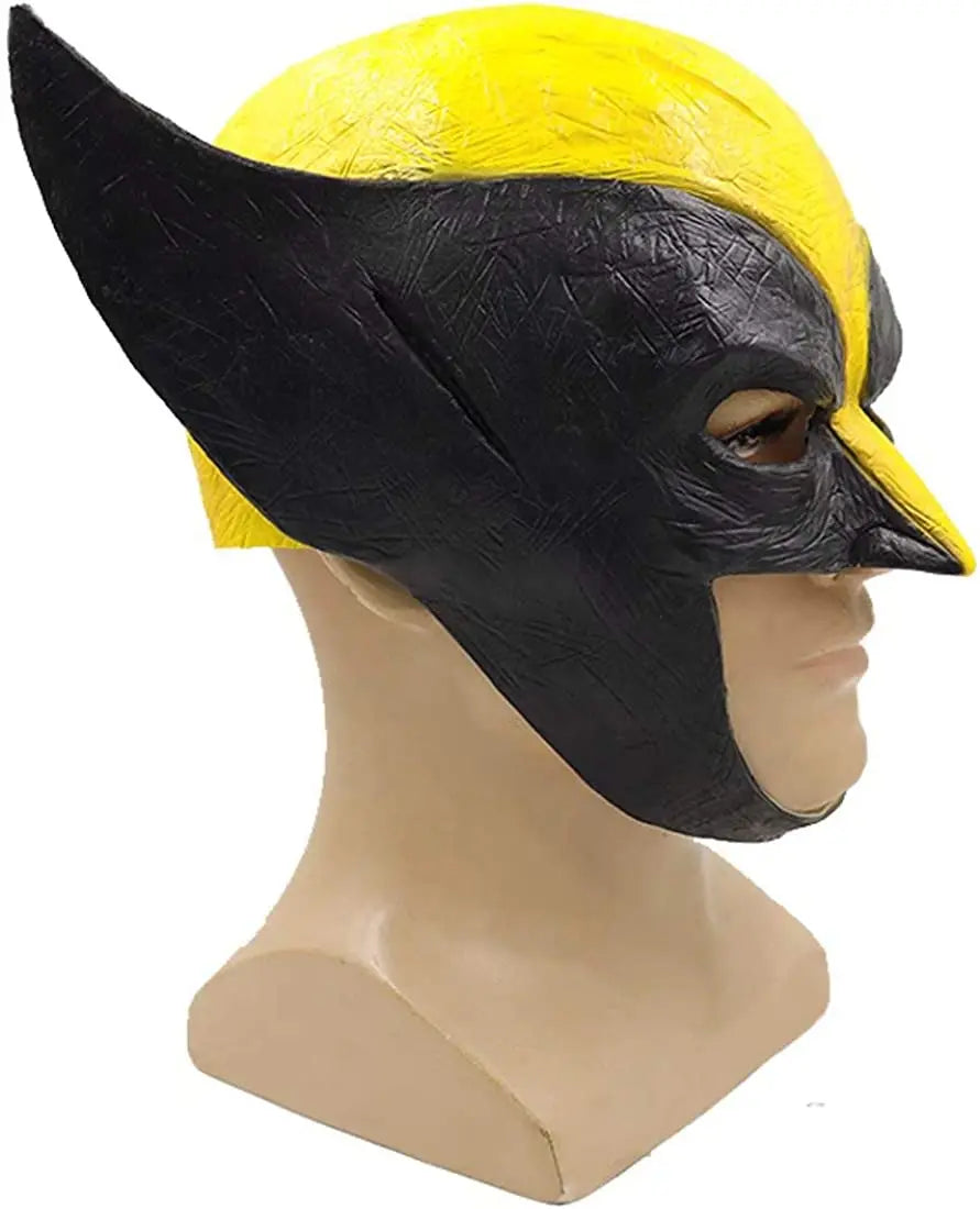 Maska cosplay Wolverine — żółto-czarna lateksowa maska zakrywająca połowę twarzy