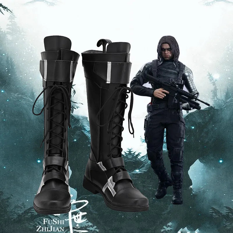 Buty Winter Soldier – czarna i srebrna skóra (mężczyzna)