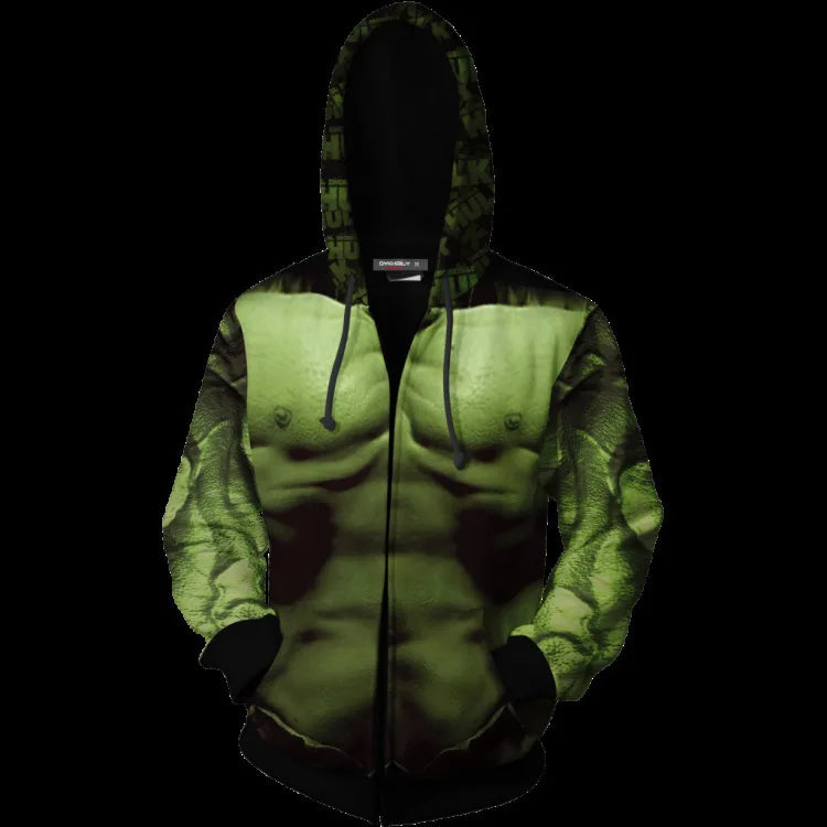 Bluza z kapturem Hulk – zapinana na zamek, nadruk umięśnionego torsu