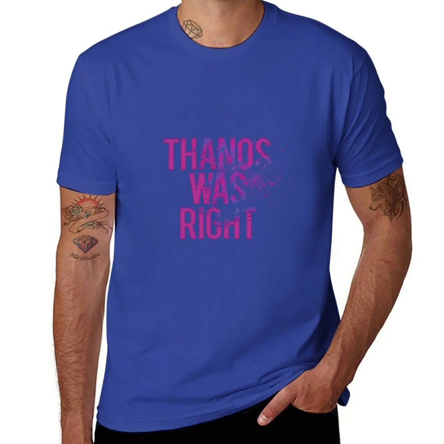 Koszulka Thanos Was Right – męska, napis z efektem pyłu