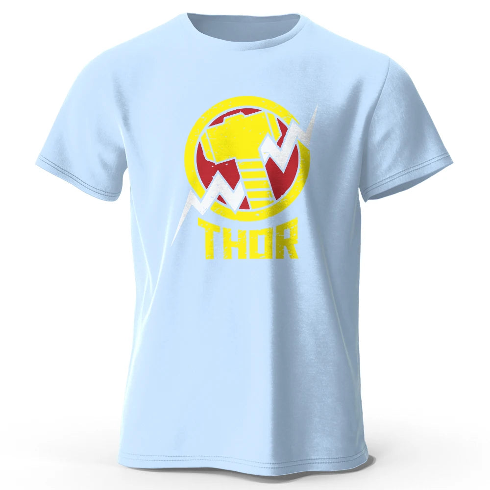 Czarny T-shirt Thor – vintage’owe logo młota i błyskawicy