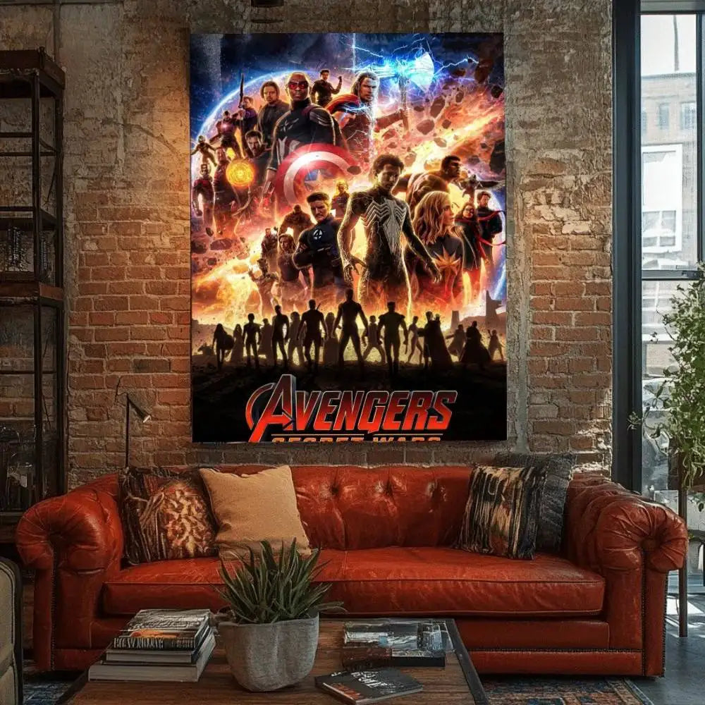 Plakat Avengers Secret Wars – kosmiczny projekt z eksplozją i drużyną