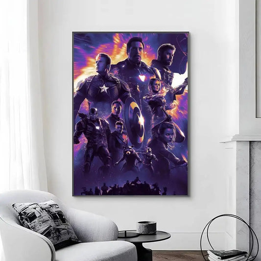 Plakat Avengers Infinity War – projekt z fioletową sylwetką