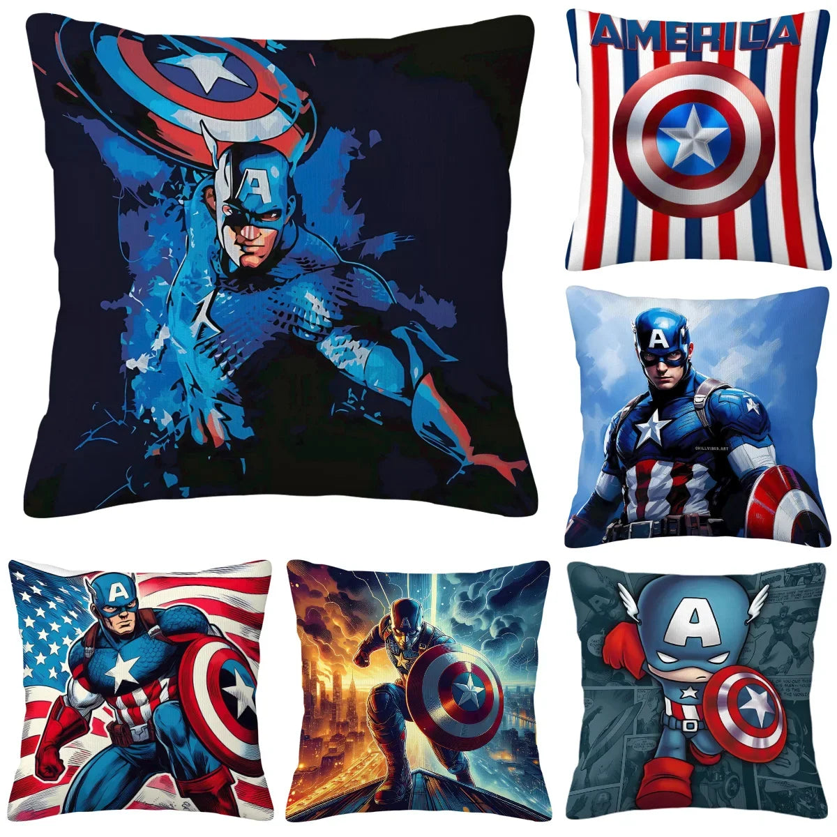Poszewka na poduszkę Avengers – skrzyżowane tarcza i Mjolnir