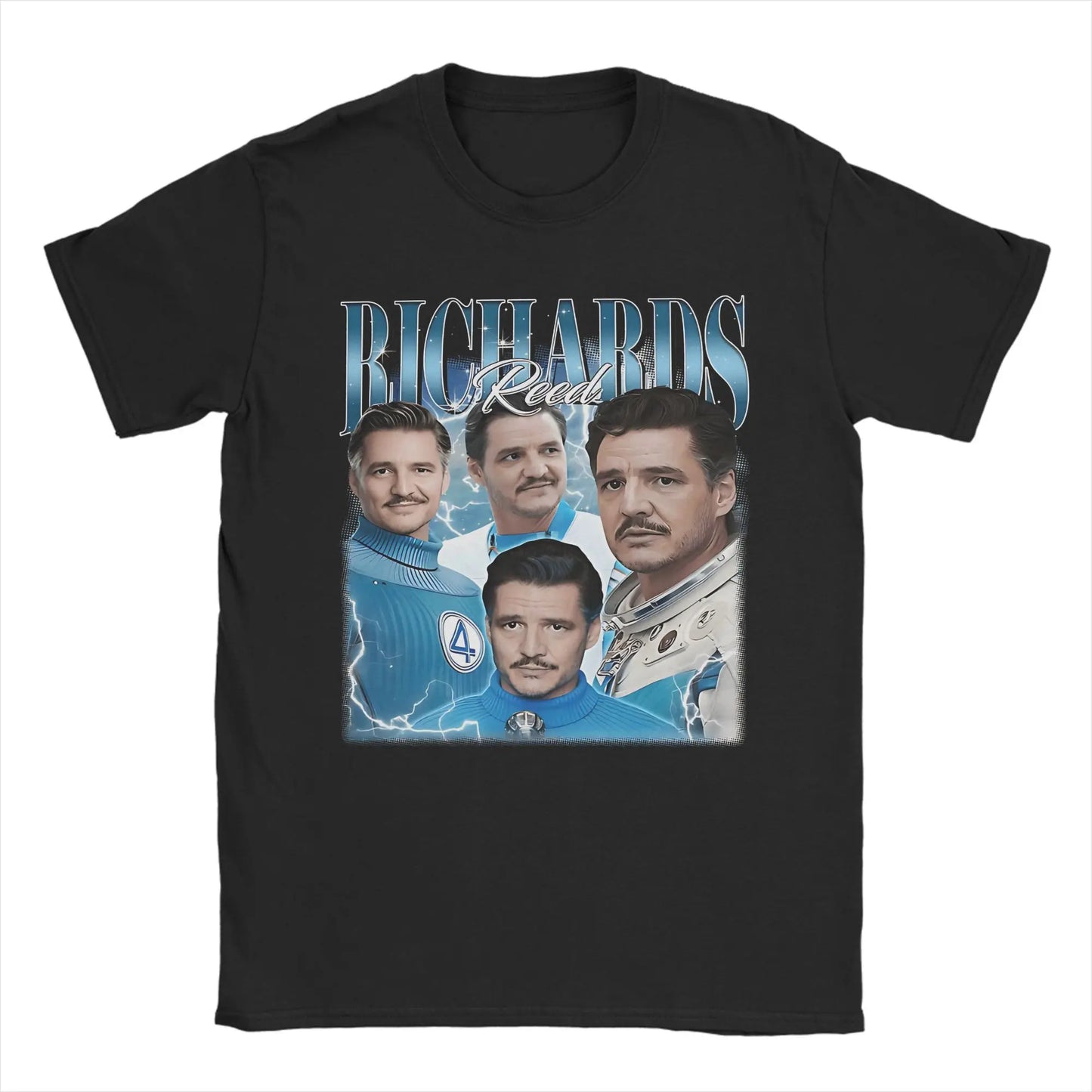 T-shirt The Fantastic 4 First Steps – retro niebieski plakat, unisex