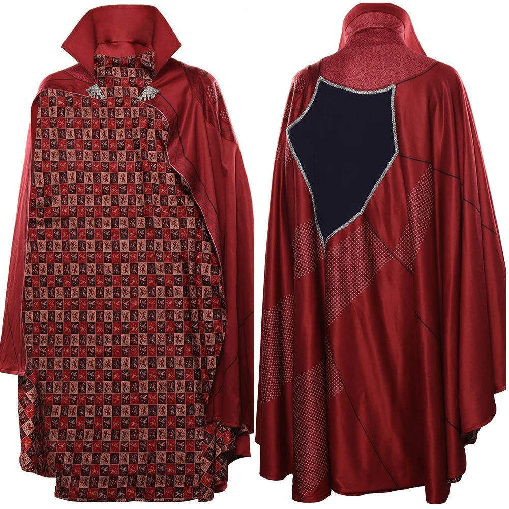 Kostium cosplay Doctor Strange: W multiwersum szaleństwa - czerwona peleryna, niebieska szata, amulet, dla dorosłych