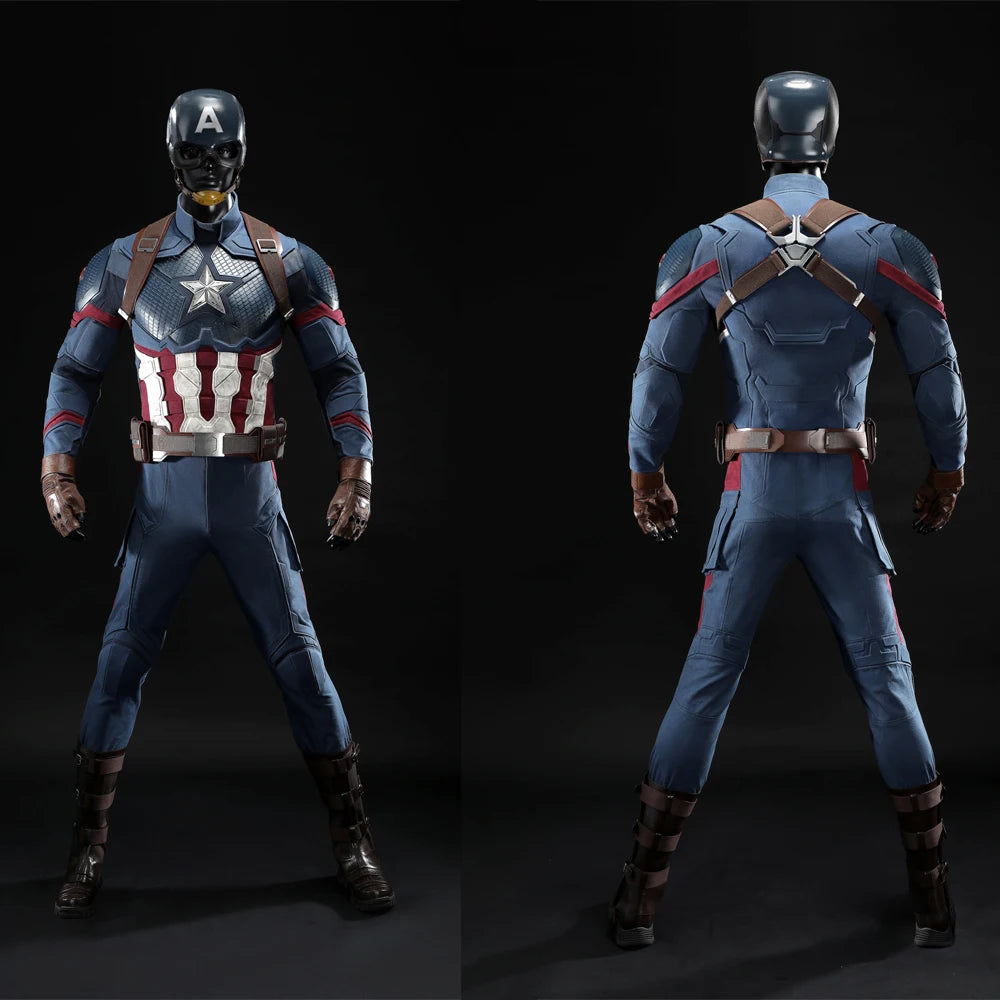Kostium Captain America Premium dla dorosłych - kask z gwiazdą i buty