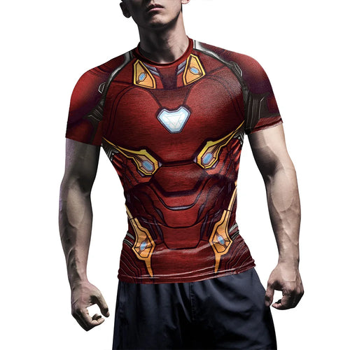 Koszulka kompresyjna Iron Man – krótkie rękawy, czerwona zbroja