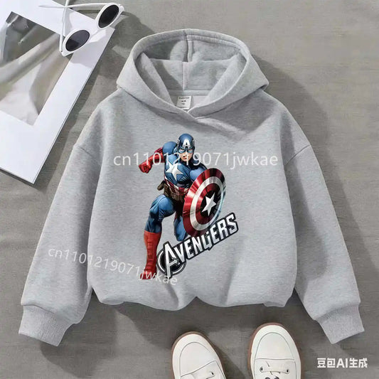 Dziecięca bluza z kapturem Avengers Kapitan Ameryka Solo – szara
