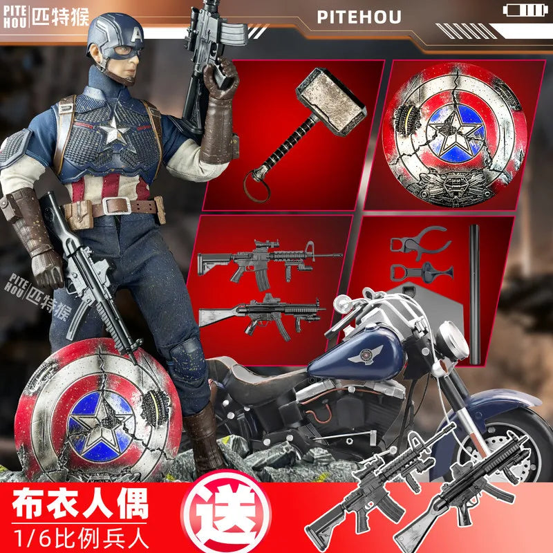 Figurka Avengers Kapitan Ameryka – ruchoma, materiałowy strój i młot