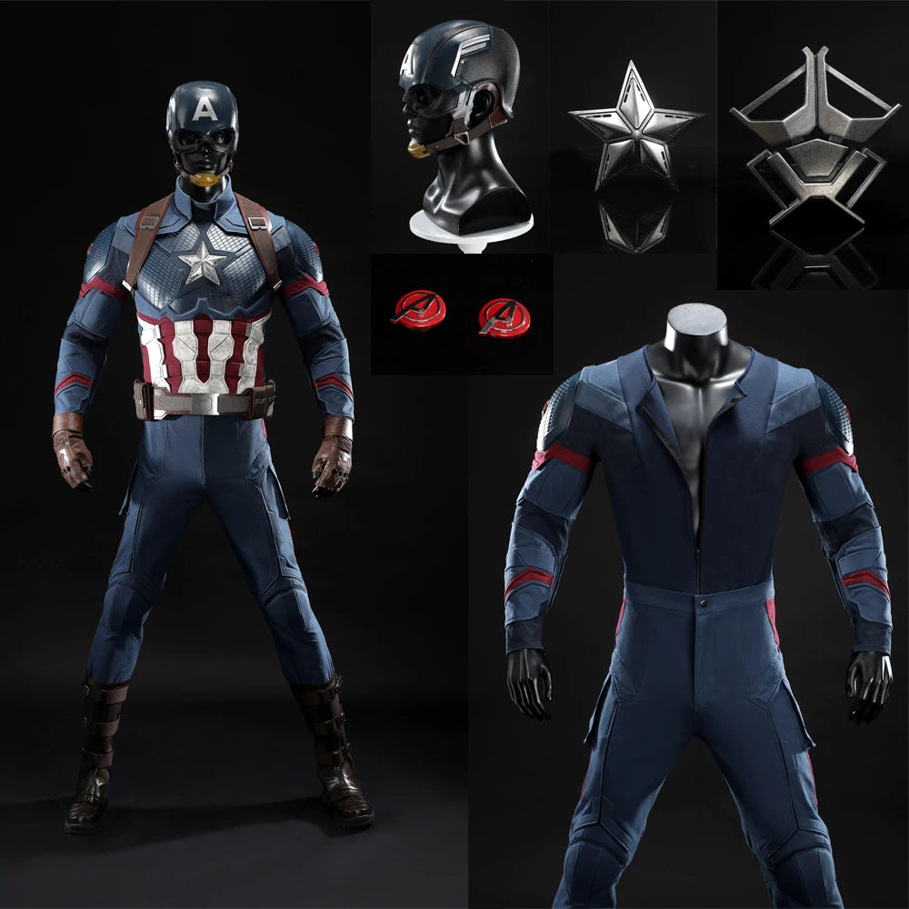 Kostium Captain America Premium dla dorosłych - kask z gwiazdą i buty
