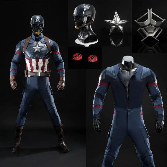 Kostium Captain America Premium dla dorosłych - kask z gwiazdą i buty