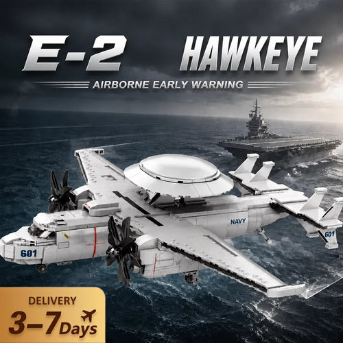 Figurka z klocków wojskowego samolotu E-2 Hawkeye - model kolekcjonerski