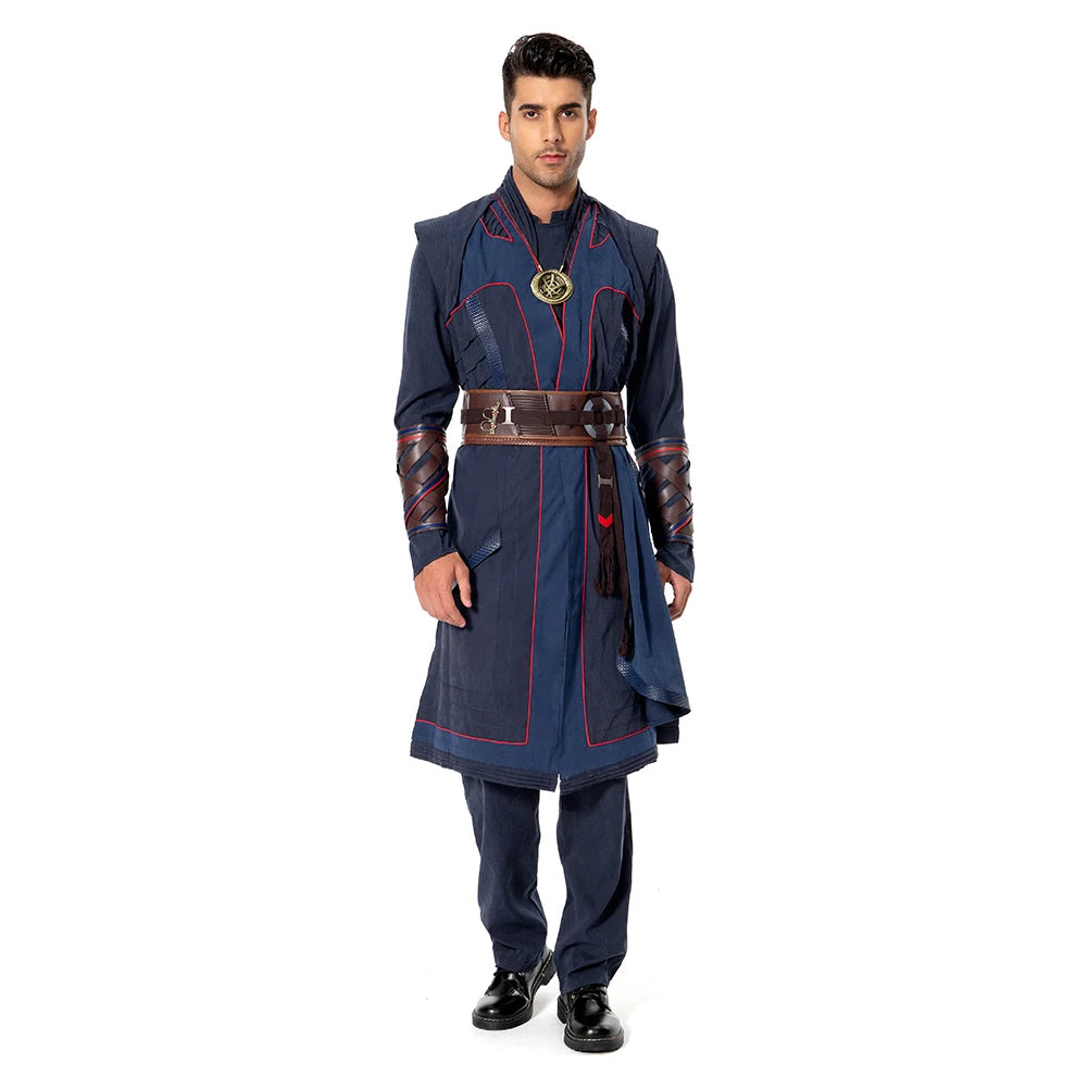 Kostium Doctor Strange – niebieska szata z peleryną lewitacji i peruką