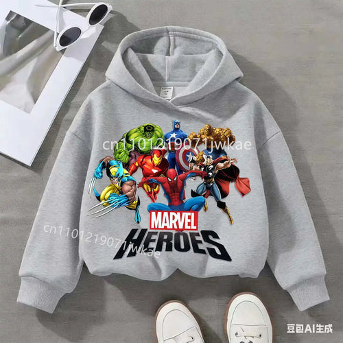 Dziecięca bluza z kapturem Marvel Heroes Group - szara