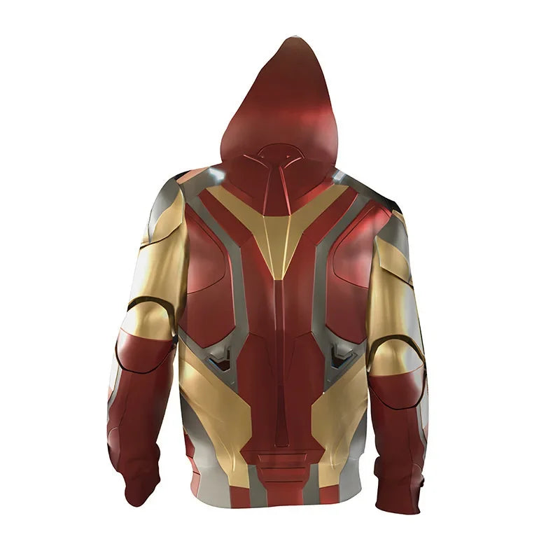 Bluza z kapturem Iron Man – nadruk 3D czerwono-złotej zbroi