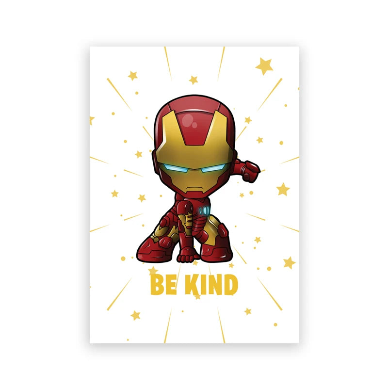 Plakat z chibi Iron Manem – bądź dobry