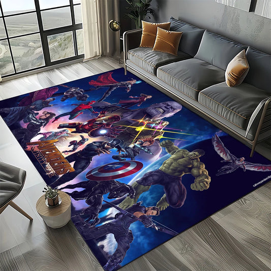 Dywan Avengers 3D – wzór z drużyną w nocnym fiolecie