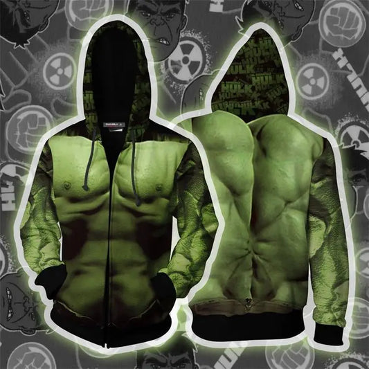 Bluza z kapturem Hulk – zapinana na zamek, nadruk umięśnionego torsu