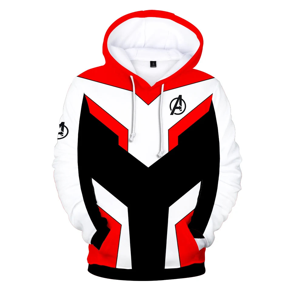 Bluza z kapturem Avengers: Endgame — biało-czerwony kombinezon kwantowy 3D