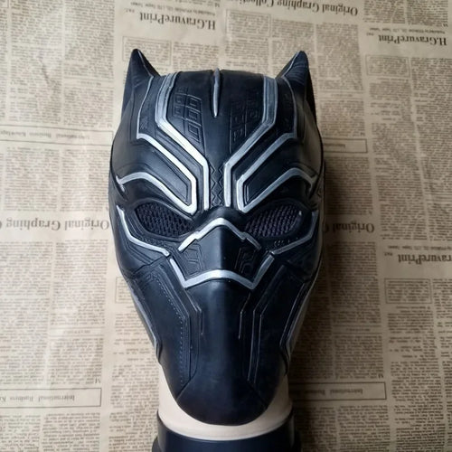 Maska cosplay Black Panther — realistyczny silikonowy hełm zakrywający całą twarz
