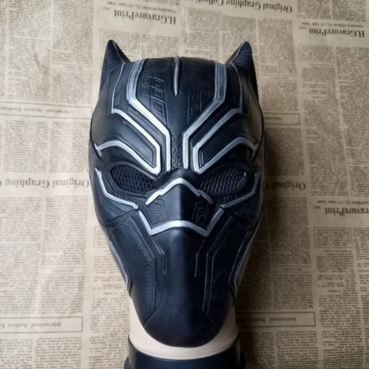 Maska cosplay Black Panther — realistyczny silikonowy hełm zakrywający całą twarz