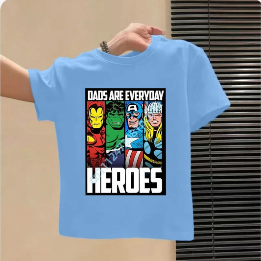 Dziecięcy T-shirt Avengers - wzór Heroes, niebieski