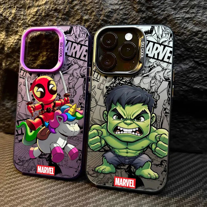 Etui na Xiaomi Avengers Deadpool – jednorożec chibi, różowa obwódka